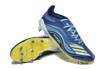 Men's Messi x Adidas F50 Elite FG Firm Ground Low-Tops Football Boots - Blue/Jade/Yellow