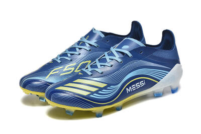 Men's Messi x Adidas F50 Elite FG Firm Ground Low-Tops Football Boots - Blue/Jade/Yellow