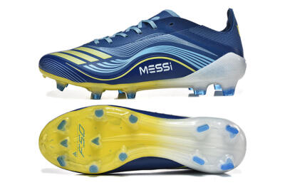 Men's Messi x Adidas F50 Elite FG Firm Ground Low-Tops Football Boots - Blue/Jade/Yellow