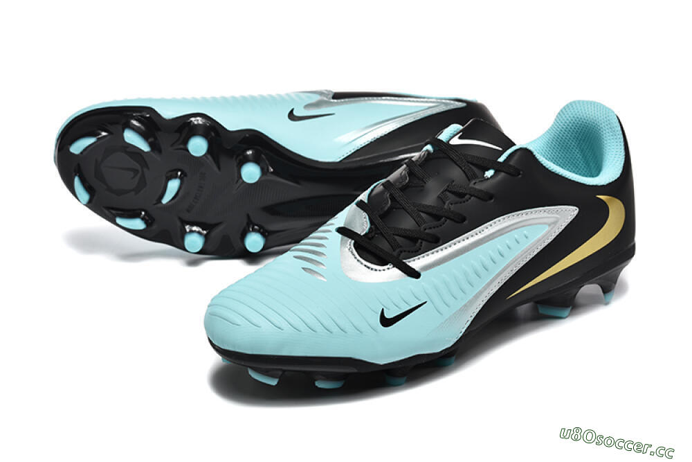 Men's Nike Phantom 6 Elite Low FG Firm Ground Low-Tops Football Boots - Jade/Black/Silver/Gold 3