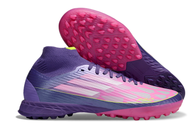 Men's Adidas F50+ Elite Mid TF Artificial Turf High-Tops Football Shoes - Pink/Yellow/Purple