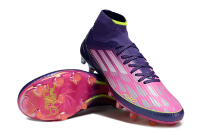 Men's Adidas F50+ Elite Mid FG Firm Ground High-Tops Football Boots - Pink/Yellow/Purple