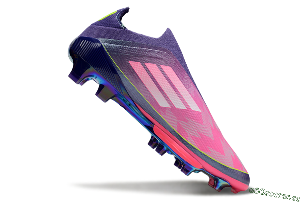 Men's Adidas F50+ Lightstrike Pro Laceless FG Firm Ground Low-Tops Football Boots - Pink/Yellow/Purple 4