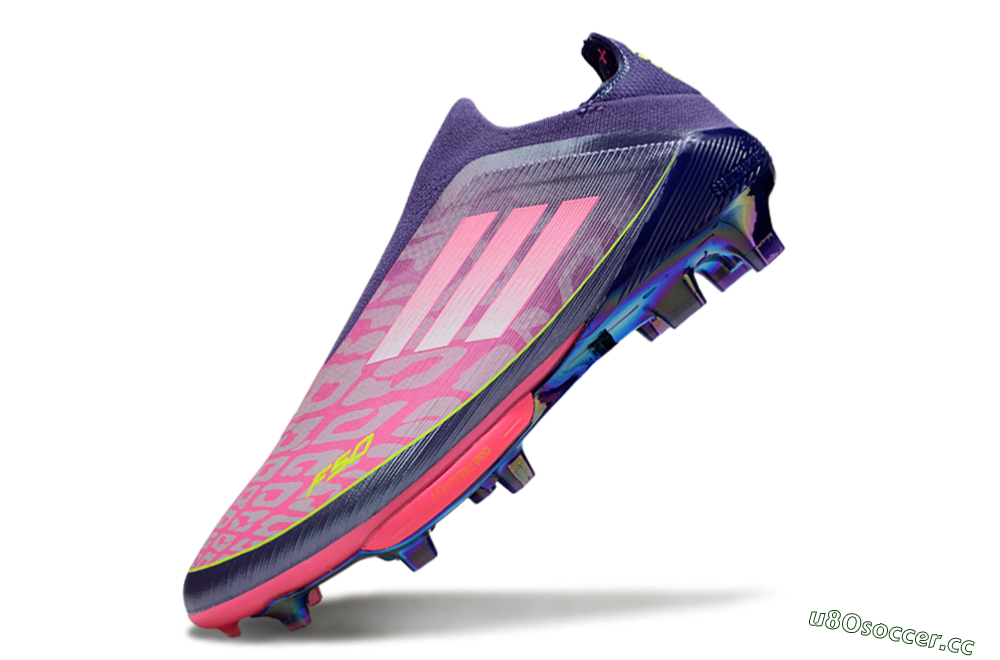 Men's Adidas F50+ Lightstrike Pro Laceless FG Firm Ground Low-Tops Football Boots - Pink/Yellow/Purple 5