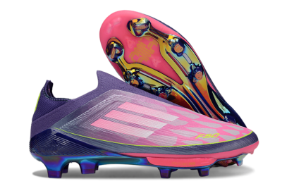 Men's Adidas F50+ Lightstrike Pro Laceless FG Firm Ground Low-Tops Football Boots - Pink/Yellow/Purple