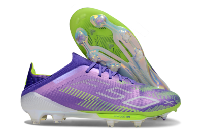 Unisex Adidas F50+ Lightstrike Pro FG Firm Ground Low-Tops Football Boots - Purple/Yellow/White