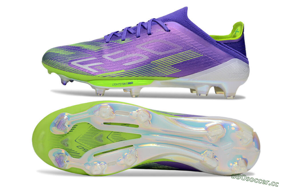 Unisex Adidas F50+ Lightstrike Pro FG Firm Ground Low-Tops Football Boots - Purple/Yellow/White 1