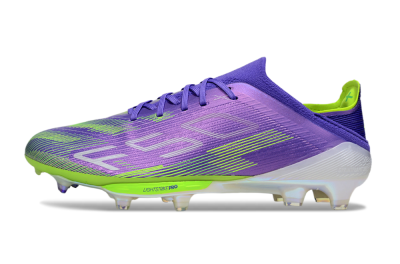 Unisex Adidas F50+ Lightstrike Pro FG Firm Ground Low-Tops Football Boots - Purple/Yellow/White