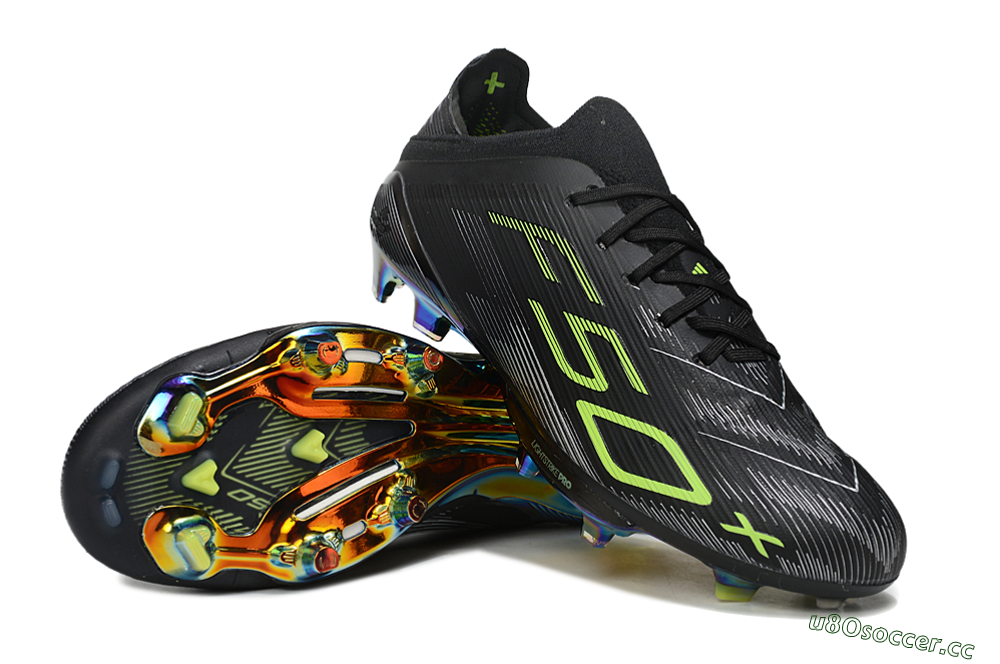 Unisex Adidas F50+ Lightstrike Pro FG Firm Ground Low-Tops Football Boots - Black/Silver/Yellow 3
