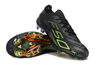 Unisex Adidas F50+ Lightstrike Pro FG Firm Ground Low-Tops Football Boots - Black/Silver/Yellow