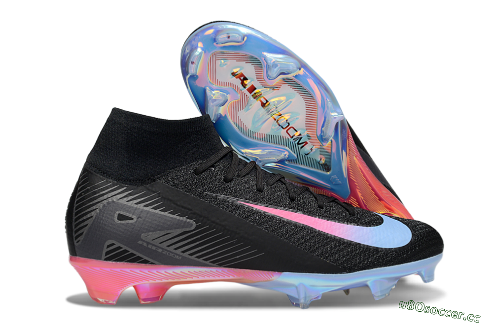 Unisex Nike Air Zoom Mercurial Superfly 10 Elite FG Firm Ground High-Tops Football Boots - Black/Blue/Pink 2