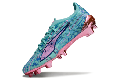 Men's Puma Ultra Ultimate FG Firm Ground Low-Tops Football Boots - Jade/Blue/Pink