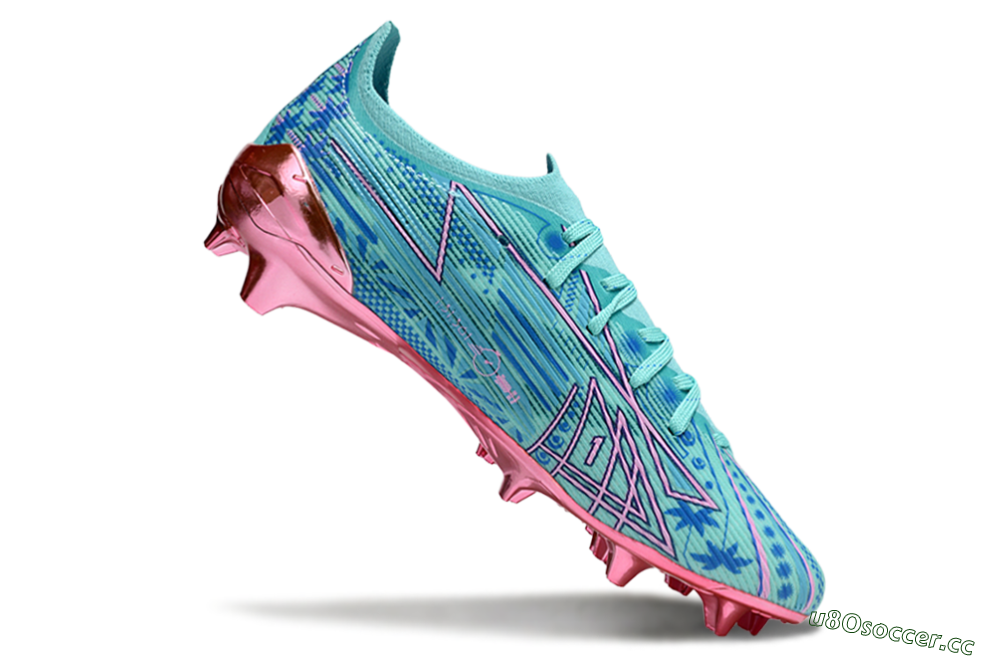 Men's Puma Ultra Ultimate FG Firm Ground Low-Tops Football Boots - Jade/Blue/Pink 4