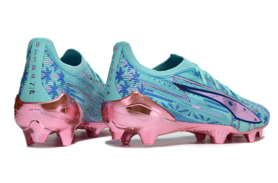 Men's Puma Ultra Ultimate FG Firm Ground Low-Tops Football Boots - Jade/Blue/Pink
