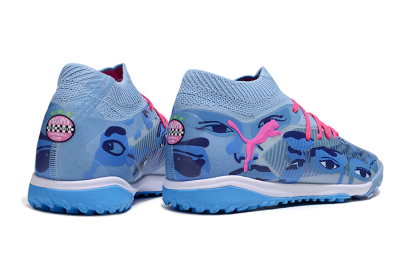 Men's Puma Future 8 Ultimate TF Artificial Turf Low-Tops Football Shoes - Blue/Pink/White