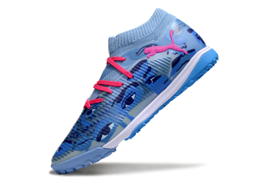Men's Puma Future 8 Ultimate TF Artificial Turf Low-Tops Football Shoes - Blue/Pink/White