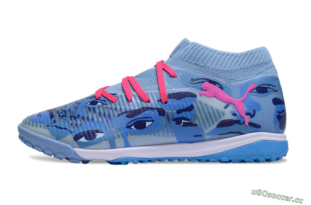 Men's Puma Future 8 Ultimate TF Artificial Turf Low-Tops Football Shoes - Blue/Pink/White 0