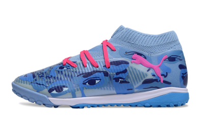 Men's Puma Future 8 Ultimate TF Artificial Turf Low-Tops Football Shoes - Blue/Pink/White