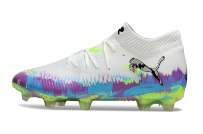 Men's Puma Future 8 Ultimate FG Firm Ground Low-Tops Football Boots - White/Blue/Yellow