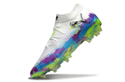 Men's Puma Future 8 Ultimate FG Firm Ground Low-Tops Football Boots - White/Blue/Yellow