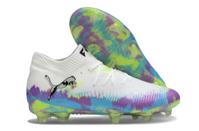 Men's Puma Future 8 Ultimate FG Firm Ground Low-Tops Football Boots - White/Blue/Yellow