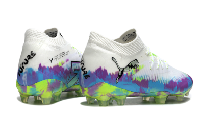 Men's Puma Future 8 Ultimate FG Firm Ground Low-Tops Football Boots - White/Blue/Yellow
