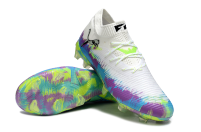 Men's Puma Future 8 Ultimate FG Firm Ground Low-Tops Football Boots - White/Blue/Yellow