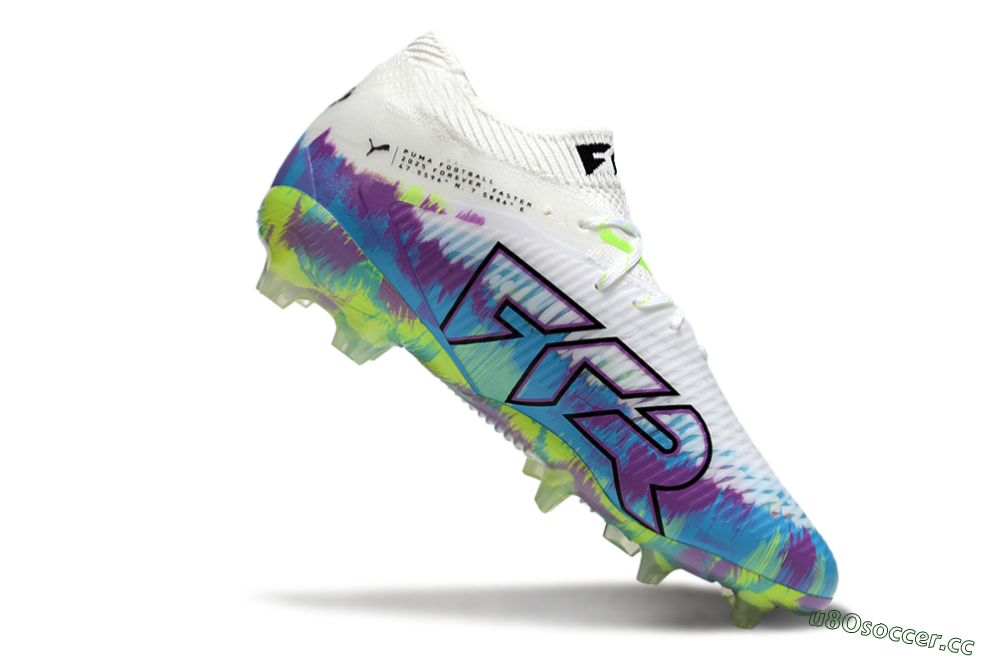 Men's Puma Future 8 Ultimate FG Firm Ground Low-Tops Football Boots - White/Blue/Yellow 4