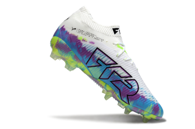 Men's Puma Future 8 Ultimate FG Firm Ground Low-Tops Football Boots - White/Blue/Yellow