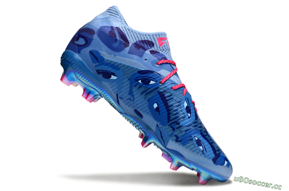 Men's Puma Future 8 Ultimate FG Firm Ground Low-Tops Football Boots - Blue/Pink/Gold 4