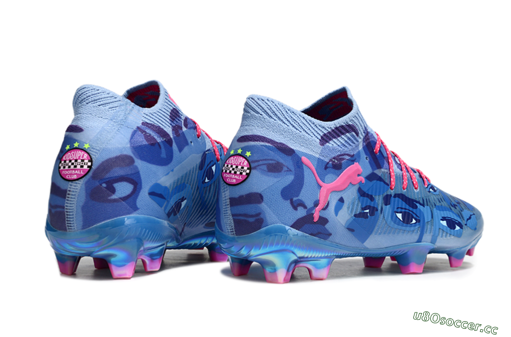 Men's Puma Future 8 Ultimate FG Firm Ground Low-Tops Football Boots - Blue/Pink/Gold 6