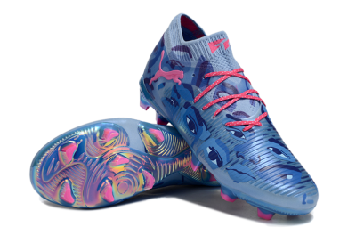 Men's Puma Future 8 Ultimate FG Firm Ground Low-Tops Football Boots - Blue/Pink/Gold