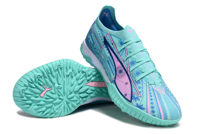 Men's Puma Ultra Ultimate TF Artificial Turf Low-Tops Football Shoes - Jade/Blue/Pink