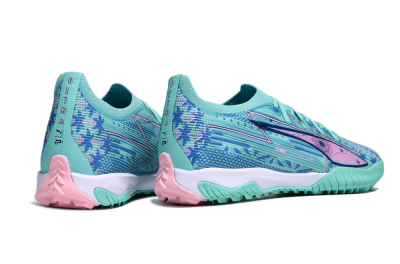 Men's Puma Ultra Ultimate TF Artificial Turf Low-Tops Football Shoes - Jade/Blue/Pink