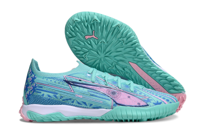 Men's Puma Ultra Ultimate TF Artificial Turf Low-Tops Football Shoes - Jade/Blue/Pink