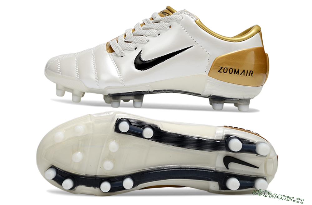 Men's Nike Air Zoom Total 90 III FG Firm Ground Low-Tops Football Boots - White/Black/Gold 1