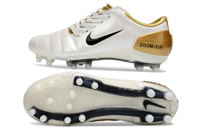 Men's Nike Air Zoom Total 90 III FG Firm Ground Low-Tops Football Boots - White/Black/Gold