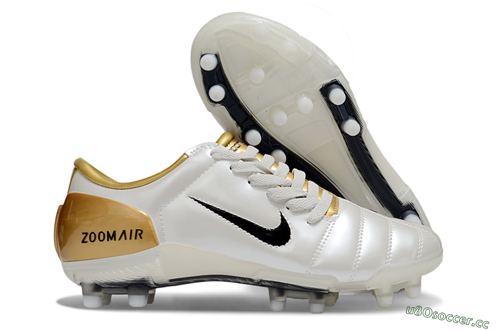 Men's Nike Air Zoom Total 90 III FG Firm Ground Low-Tops Football Boots - White/Black/Gold 2