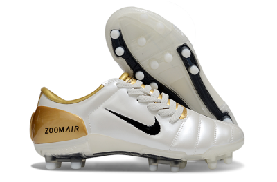 Men's Nike Air Zoom Total 90 III FG Firm Ground Low-Tops Football Boots - White/Black/Gold