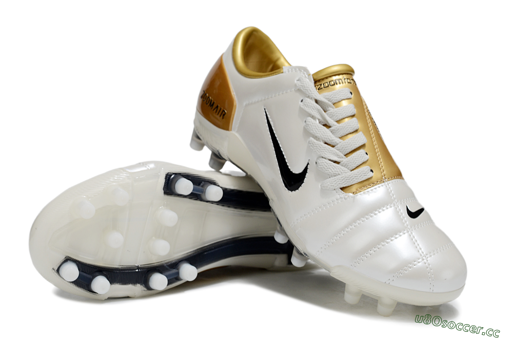 Men's Nike Air Zoom Total 90 III FG Firm Ground Low-Tops Football Boots - White/Black/Gold 3