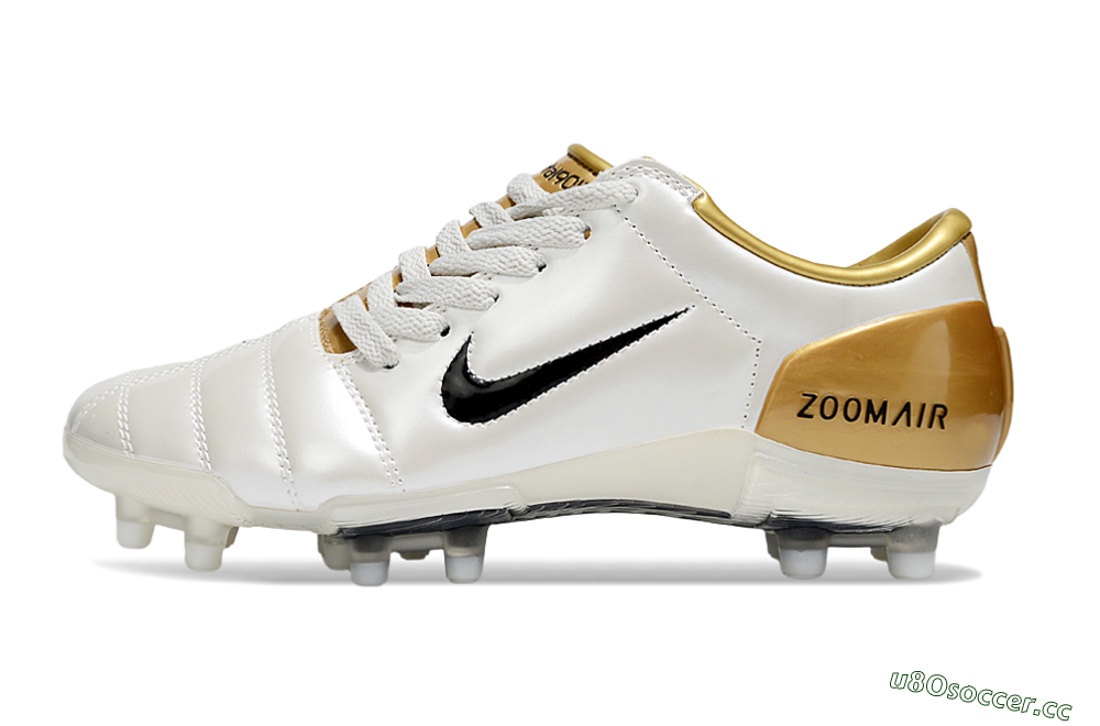 Men's Nike Air Zoom Total 90 III FG Firm Ground Low-Tops Football Boots - White/Black/Gold 0