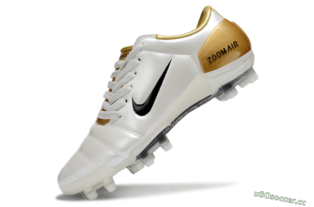 Men's Nike Air Zoom Total 90 III FG Firm Ground Low-Tops Football Boots - White/Black/Gold 5