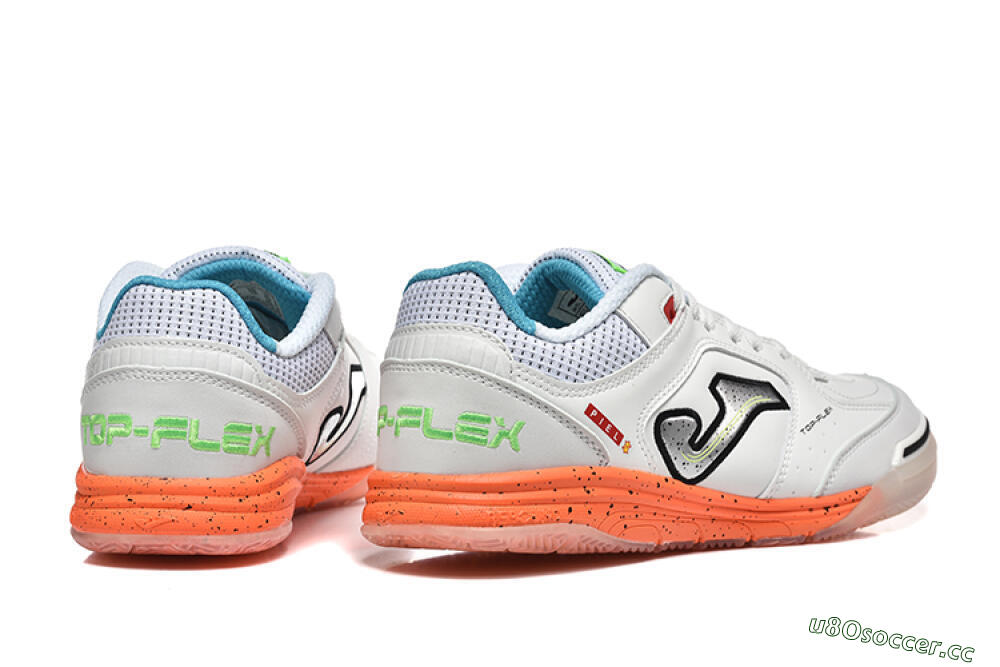 Men's Joma Top Flex IC Indoor & Futsal Low-Tops Football Shoes - White/Silver/Red 9
