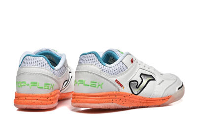 Men's Joma Top Flex IC Indoor & Futsal Low-Tops Football Shoes - White/Silver/Red