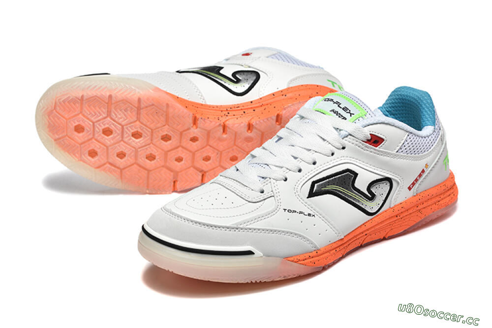 Men's Joma Top Flex IC Indoor & Futsal Low-Tops Football Shoes - White/Silver/Red 3