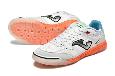 Men's Joma Top Flex IC Indoor & Futsal Low-Tops Football Shoes - White/Silver/Red