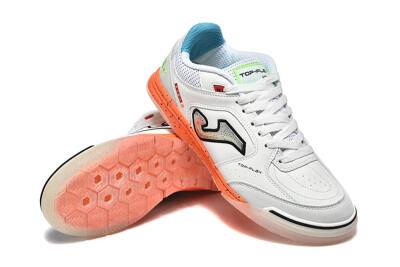Men's Joma Top Flex IC Indoor & Futsal Low-Tops Football Shoes - White/Silver/Red