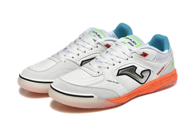 Men's Joma Top Flex IC Indoor & Futsal Low-Tops Football Shoes - White/Silver/Red