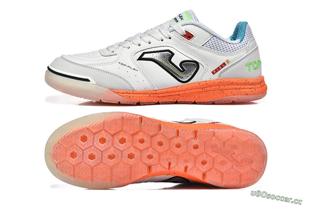 Men's Joma Top Flex IC Indoor & Futsal Low-Tops Football Shoes - White/Silver/Red 1