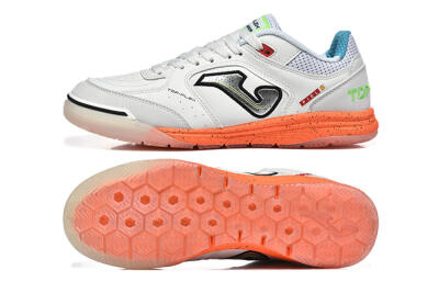 Men's Joma Top Flex IC Indoor & Futsal Low-Tops Football Shoes - White/Silver/Red